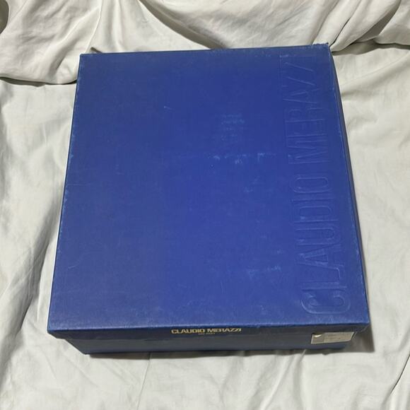 Claudio Merazzi 38.5 black platform rhinestone starburst shoe vintage euc box - Picture 2 of 15